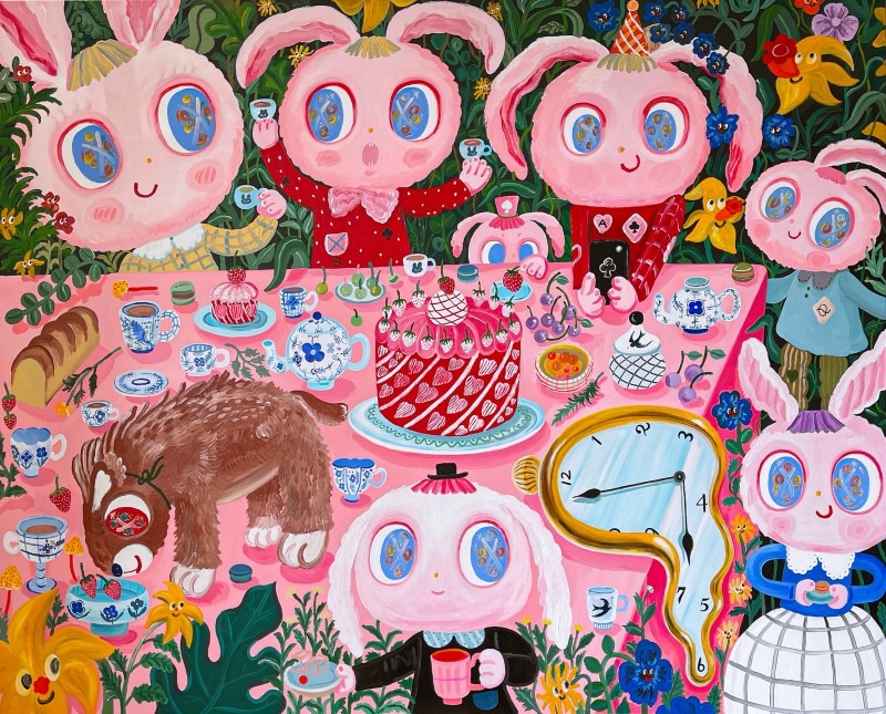 생일이 아닌 날을 축하해 · Acrylic on canvas · 162.2 x 130.3cm · 2022 · 키마 · (이미지 출처 = 러브 컨템포러리아트)