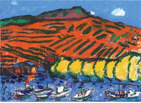 여수항 · 캔버스 위에 유채 · 33x24cm · 2010 · 강연균 · (이미지출처 = 화순군립석봉미술관)