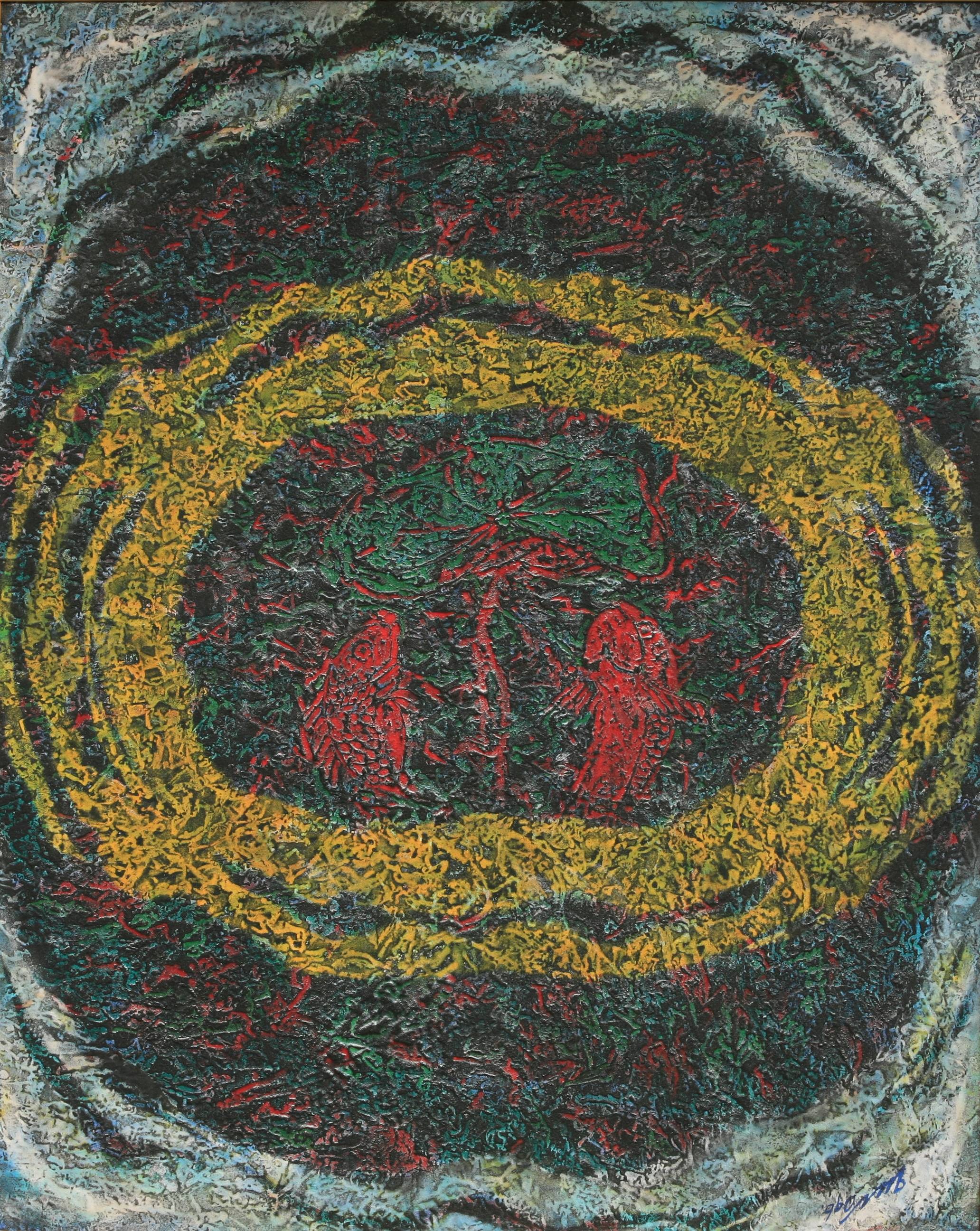 근원-이기화물도 97-08 · 장지에 석채, 먹, 염료 · 163x313cm · 1997 · 이상찬 · (이미지출처 = 양평군립미술관)