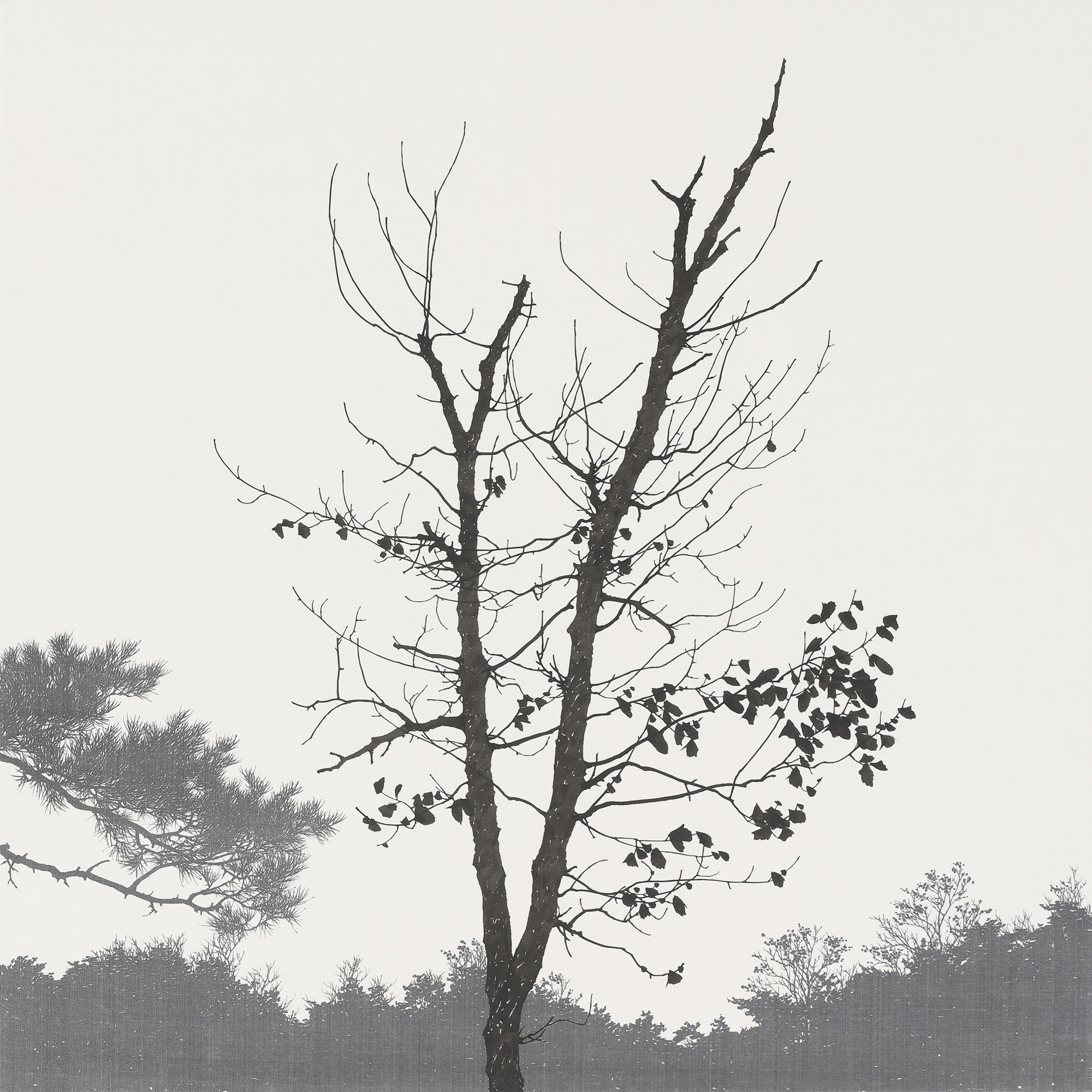 우두커니 · 비단에 수묵 · 70×70cm · 2022 · 김종규 · (이미지제공 = 한원미술관)