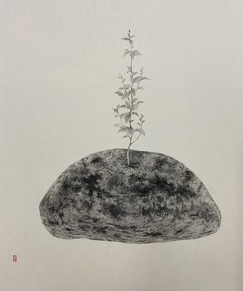 생명의 끈질김 · 한지에 먹  ​ · 90.1 × 117cm · 2022 · 이지수 · (이미지출처 = 갤러리 봄)