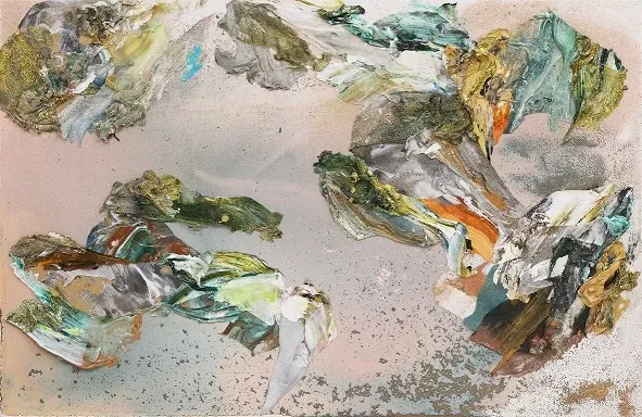 Daydreamer #5(L) · 캔버스에 콜라쥬, 아크릴, 흑연, 반짝이 가루, 안료, · 100 x 65 cm · 2018 · 이은지 · (이미지출처 = 충무로갤러리)