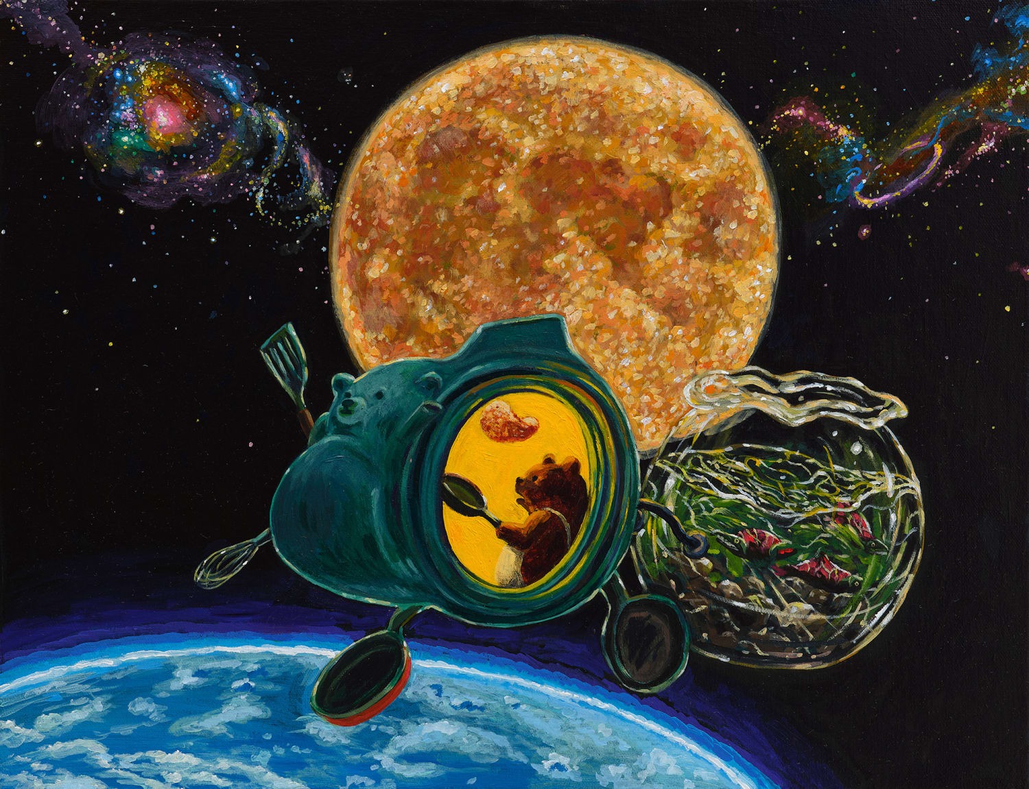 요리호 · acrylic on canvas · 41 x 53 cm · 2022 · Spaceship Cook · acrylic on canvas · 배윤환 · Bae Yoon Hwan · (이미지제공 = 갤러리바톤) · (Source = GalleryBaton)