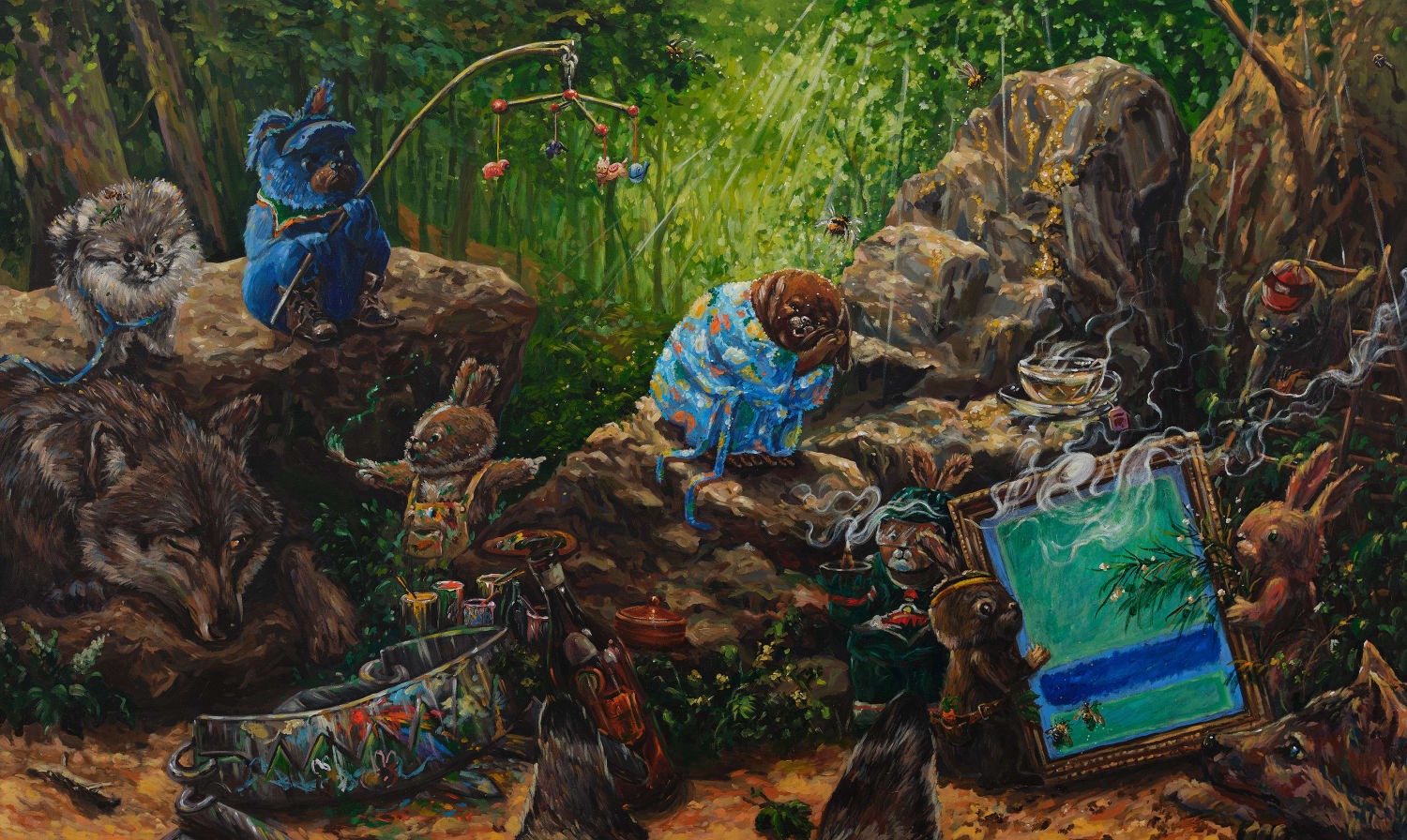 송곳니들을 위한 자장가 · acrylic on canvas · 97 x 162.2 cm · 2022 · Lullaby for Fangs · acrylic on canvas · 배윤환 · Bae Yoon Hwan · (이미지제공 = 갤러리바톤) · (Source = GalleryBaton)