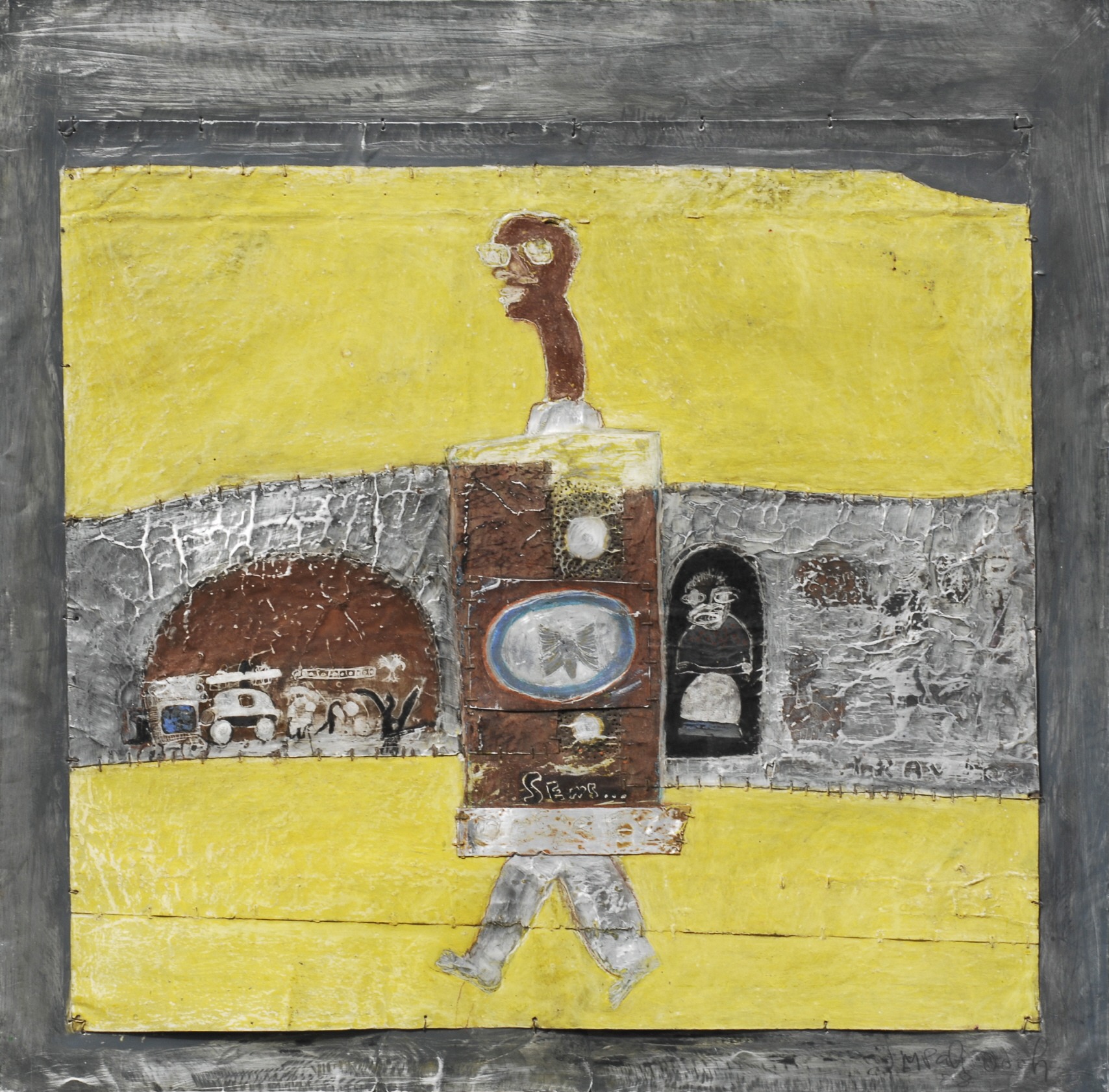 Untitled · mixed media on aluminum · 100×100cm · 2008 · 조엘 음파두 · (이미지출처 = 신세계갤러리)