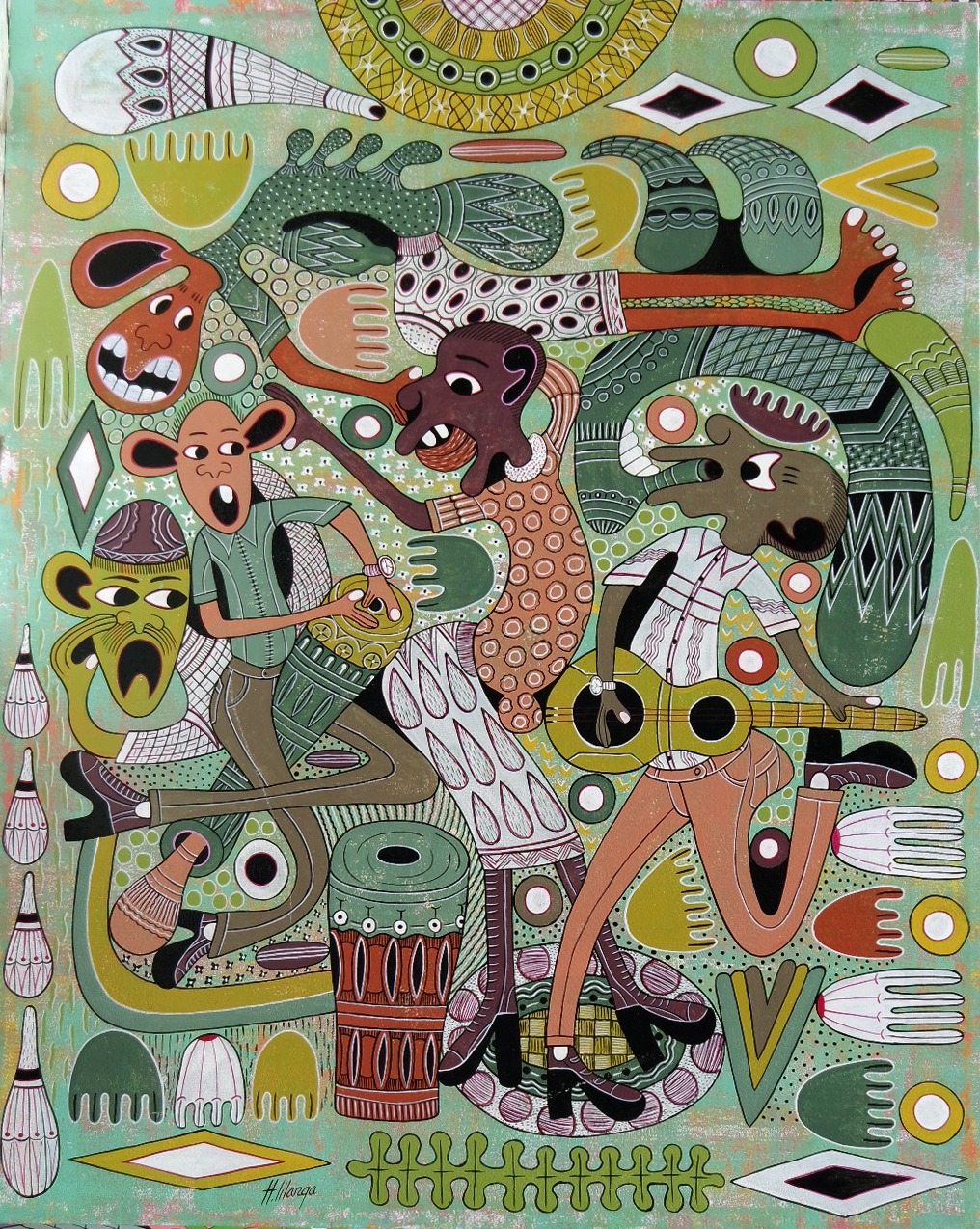 Festival-2 · gloss on canvas · 80×100cm · 헨드릭 릴랑가 · (이미지출처 = 신세계갤러리)