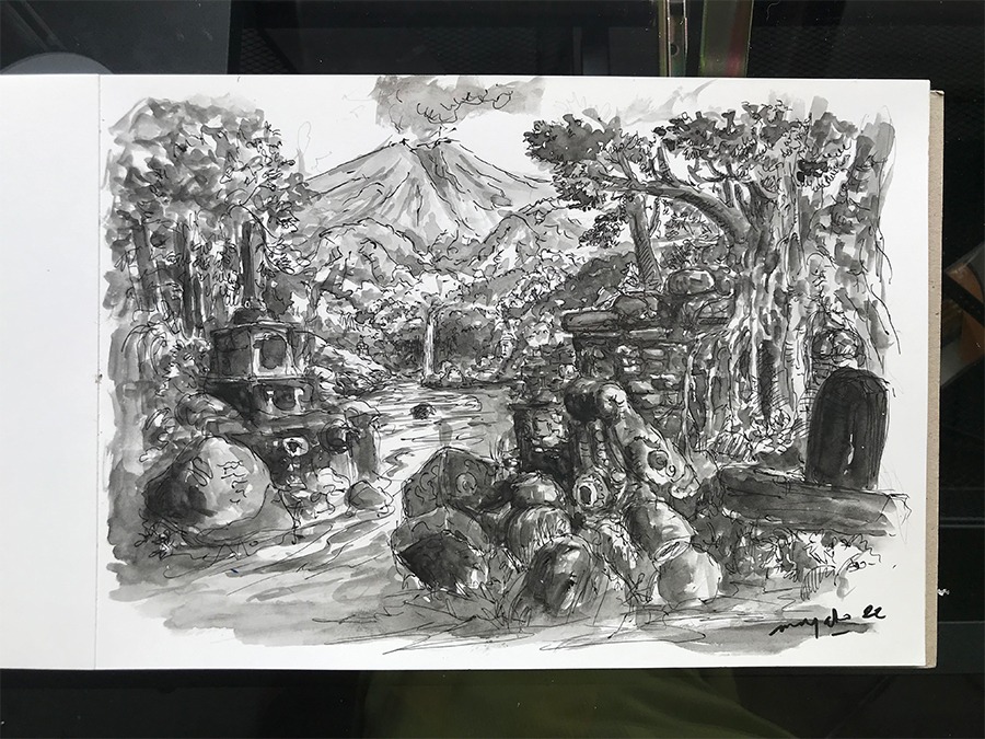 Maryanto · 벽에 목탄, 카본 안료 · 300×1826.9cm, 국립아시아문화전당 커미션 · 2022 · Tirta Perwitasari · 마리안토 · 띠르따 페르위타사리 · (출처 = 국립아시아문화전당)