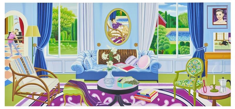 오드리헵번의 방 · Oil on linen · 116.7x252cm · 2020 · 남경민 · (이미지출처 = 이화익갤러리)