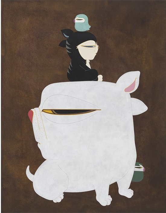 Encounter - 조우 · 광목에 아크릴릭 · 116.8x91cm · 2022 · 한충석 · (이미지출처 = 학고재아트센터)