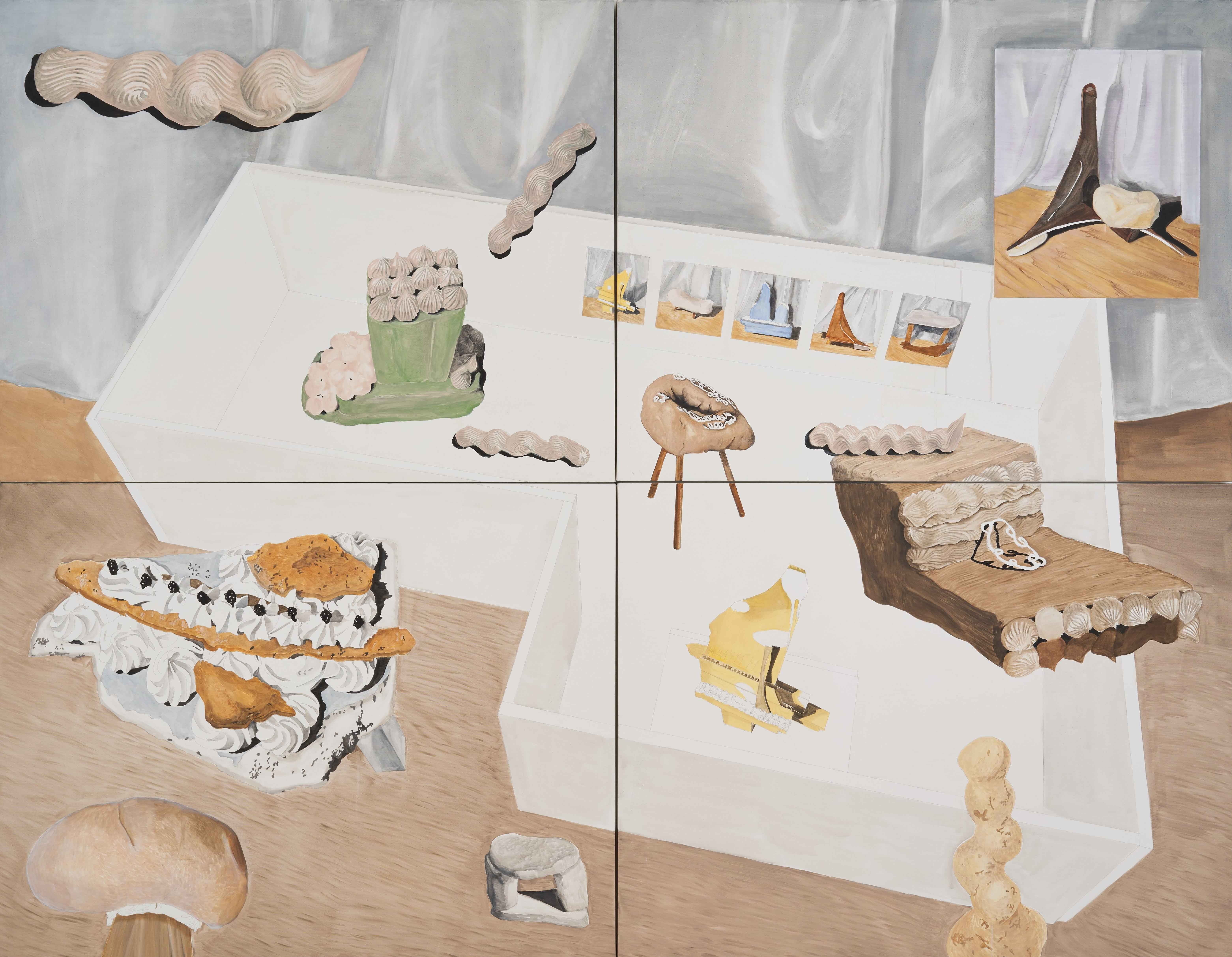 단순한 인용과 참조와 단절된 02 · 캔버스에 아크릴 과슈 · 182×233.6cm · 2022 · 정지은 · (이미지제공 = 오온)