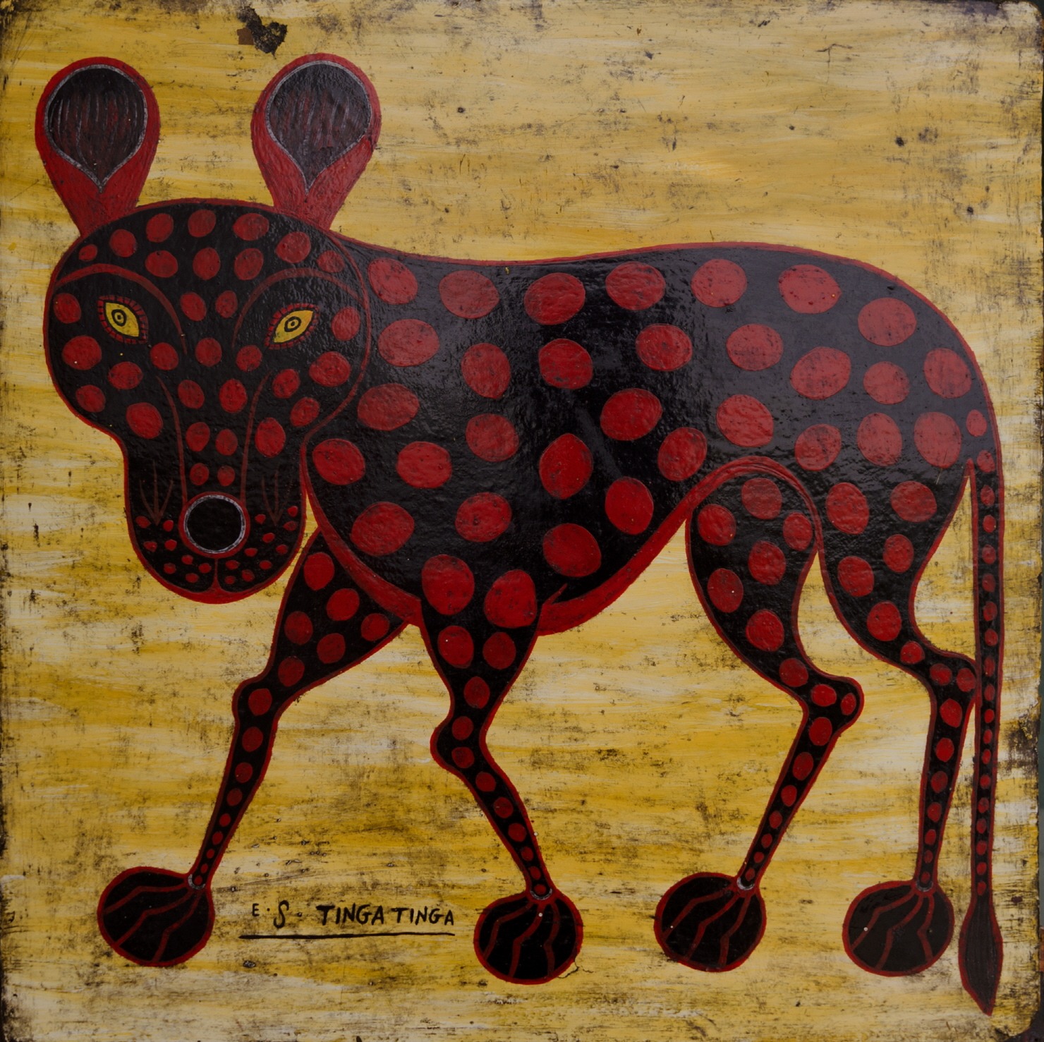 사냥을 끝낸 레오파드 · Gloss on plywood · 60x60cm · E.S.팅가팅가 · (이미지출처 = 신세계갤러리)