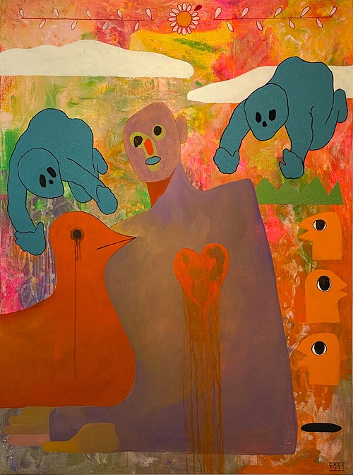 Growing to heal · acrylic and mixed media on canvas · 130.3x97.0cm · 2022 · Growing to heal · acrylic and mixed media on canvas · 동자동휘 · Dongjadonghwi · (이미지출처 = 관훈갤러리) · (source = kwanhoongallery)