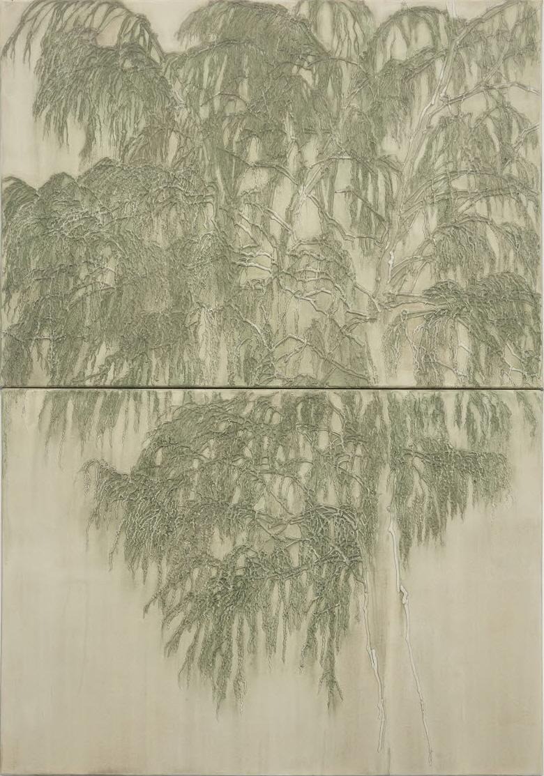 traces_1 · 캔버스에 나무의 재, 흙, 자연적 안료, 혼합재료 · 121.2×90.9cm · 2022 · 강가연 · (이미지출처 = 이천시립월전미술관) · (Source = Woljeon Museum of Art Icheon)