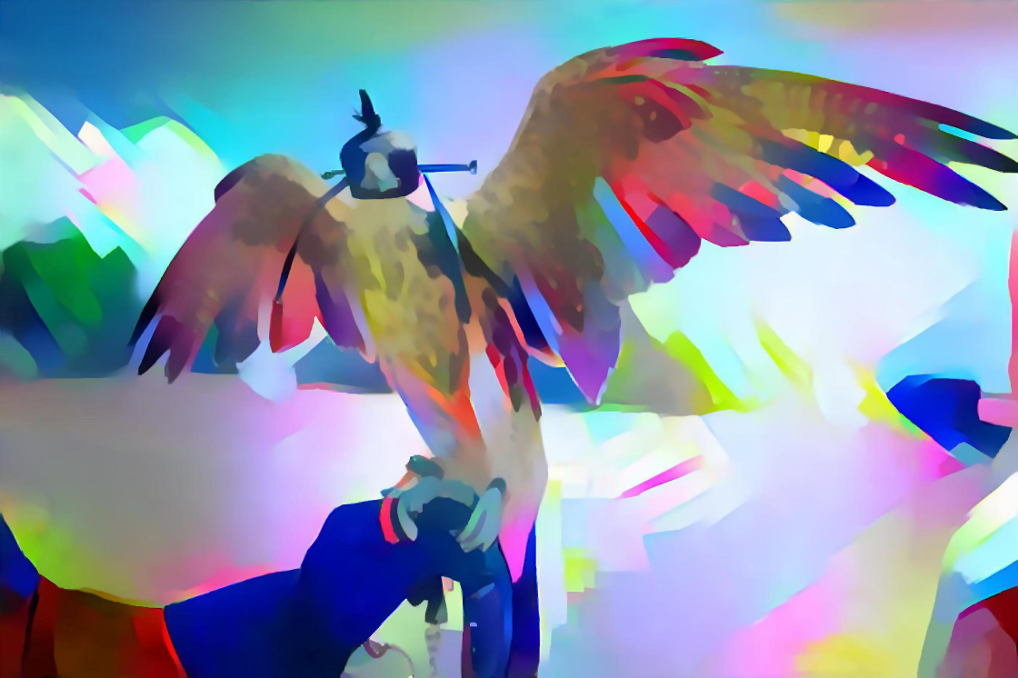Before the Flight · style transfer, digital image, canvas · 60x90cm · 2022 · Before the Flight · style transfer, digital image, canvas · 제임스 쉐 · James She · (이미지출처 = 우민아트센터) · (source = Wuminartcenter)