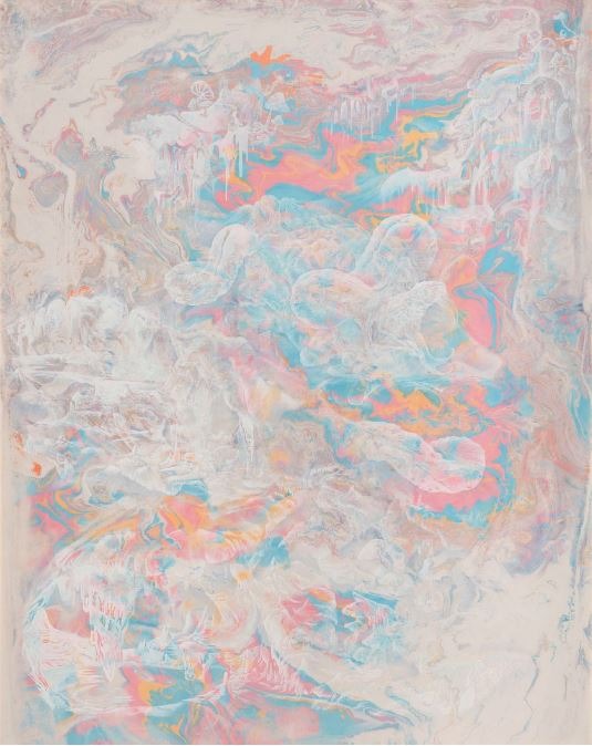 불안 속으로 · 장지에 호분 · 162.2×130.3cm · 2021 · 조정은 · (이미지출처 = 갤러리도스)