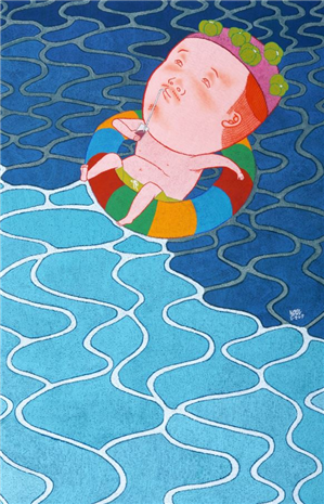vacation · 장지위에 돌가루, 채색 · 127x82cm · 2008 · 강지만 · (이미지제공 = 이상원미술관)