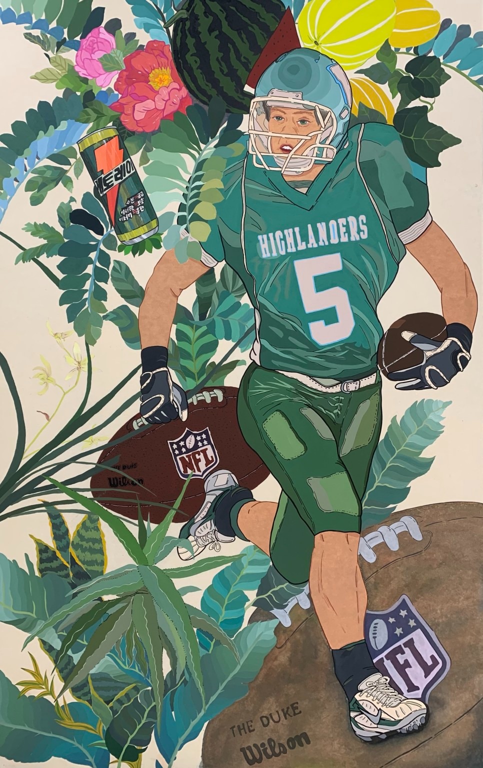 Green cosmo · 장지에채색 · 190x120cm · 2022 · 이상열 · (이미지출처 = 갤러리 봄) · (source = Gallerybom)