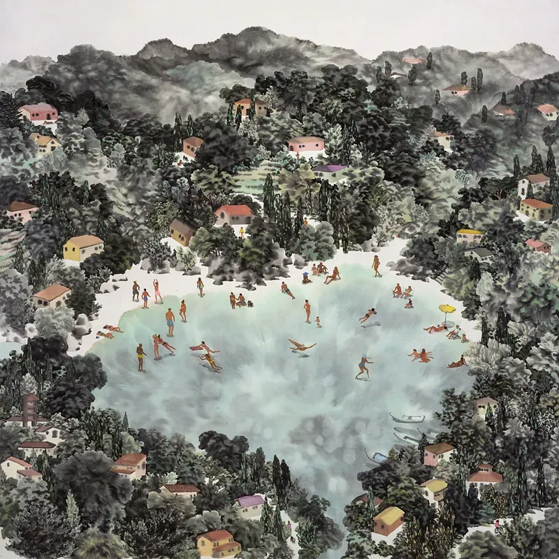 Beads in the Green · 한지에 수묵채색 · 126x126cm · 2022 · Beads in the Green · 조은 · Jo Eun · (이미지제공 = 아트사이드 갤러리) · (source = artside gallery)