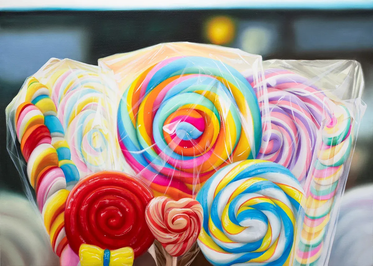 Sweets in Show Window - 07 · Oil on canvas · 65.1x90.9cm · 2022 · Sweets in Show Window - 07 · Oil on canvas · 이흠 · Lee Heum · (출처 = 갤러리 BK) · (Source = Gallery BK)