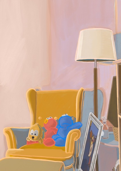 토요일-오후 · iPad Painting printed on canvas · 1189x841mm · 2022 · Saturday - Afternoon · iPad Painting printed on canvas · 모모킴 · Momo Kim · (이미지 출처 = 슈페리어 갤러리) · (Source = Superior Gallery)