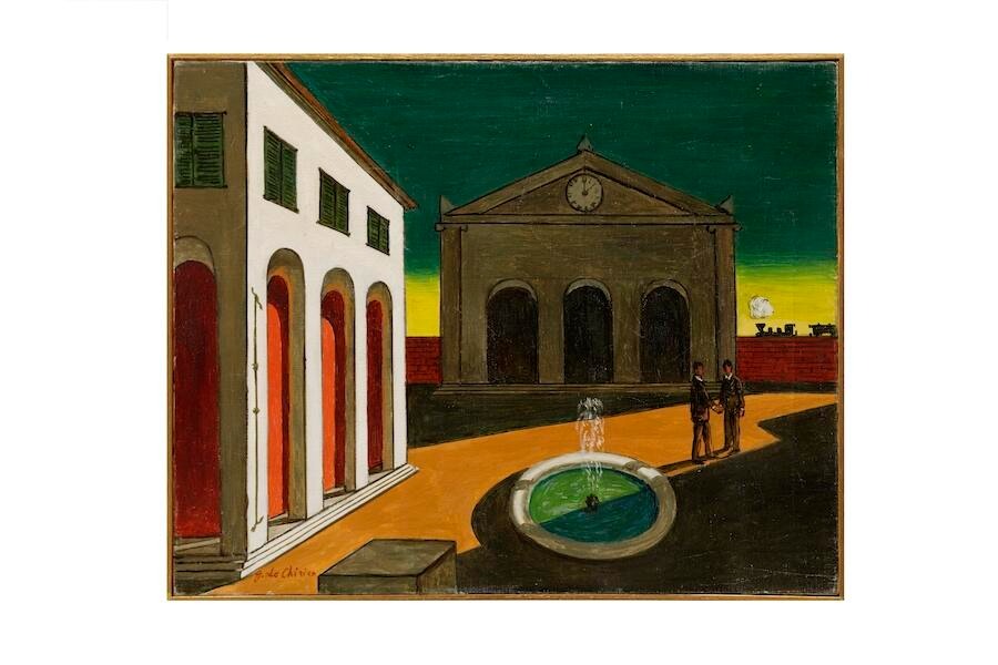 L'addio dell'amico che parte all'amico che rimane · oil on canvas · late 1950s · L'addio dell'amico che parte all'amico che rimane · oil on canvas · Giorgio de Chirico · Giorgio de Chirico · Courtesy Tornabuoni Art · Courtesy Tornabuoni Art
