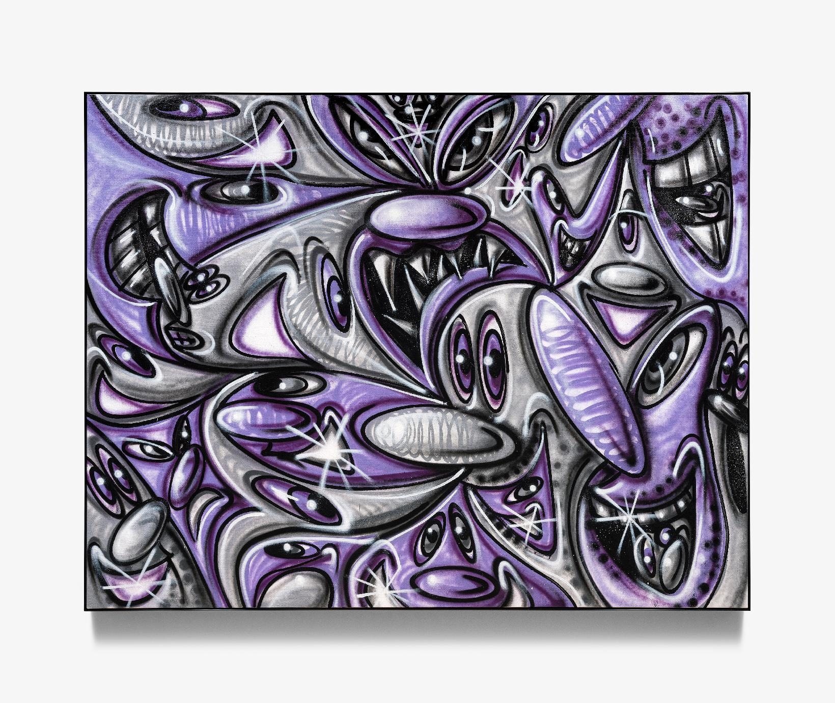GURPLE · Spray paint on linen with powder coated aluminum frame · 177.5 x 228.5 cm · 2022 · GURPLE · Spray paint on linen with powder coated aluminum frame · 케니 샤프 · KENNY SCHARF · (이미지 출처 = 갤러리 현대) · (Source = Gallery Hyundai)