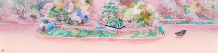 힐링으로의 초대 · 장지에 채색 · 100 x 25cm · 2022 · 임진우 · Lim Jinwoo · (이미지 출처 = 갤러리 자인제노) · (Source = Gallery Zeinxeno)