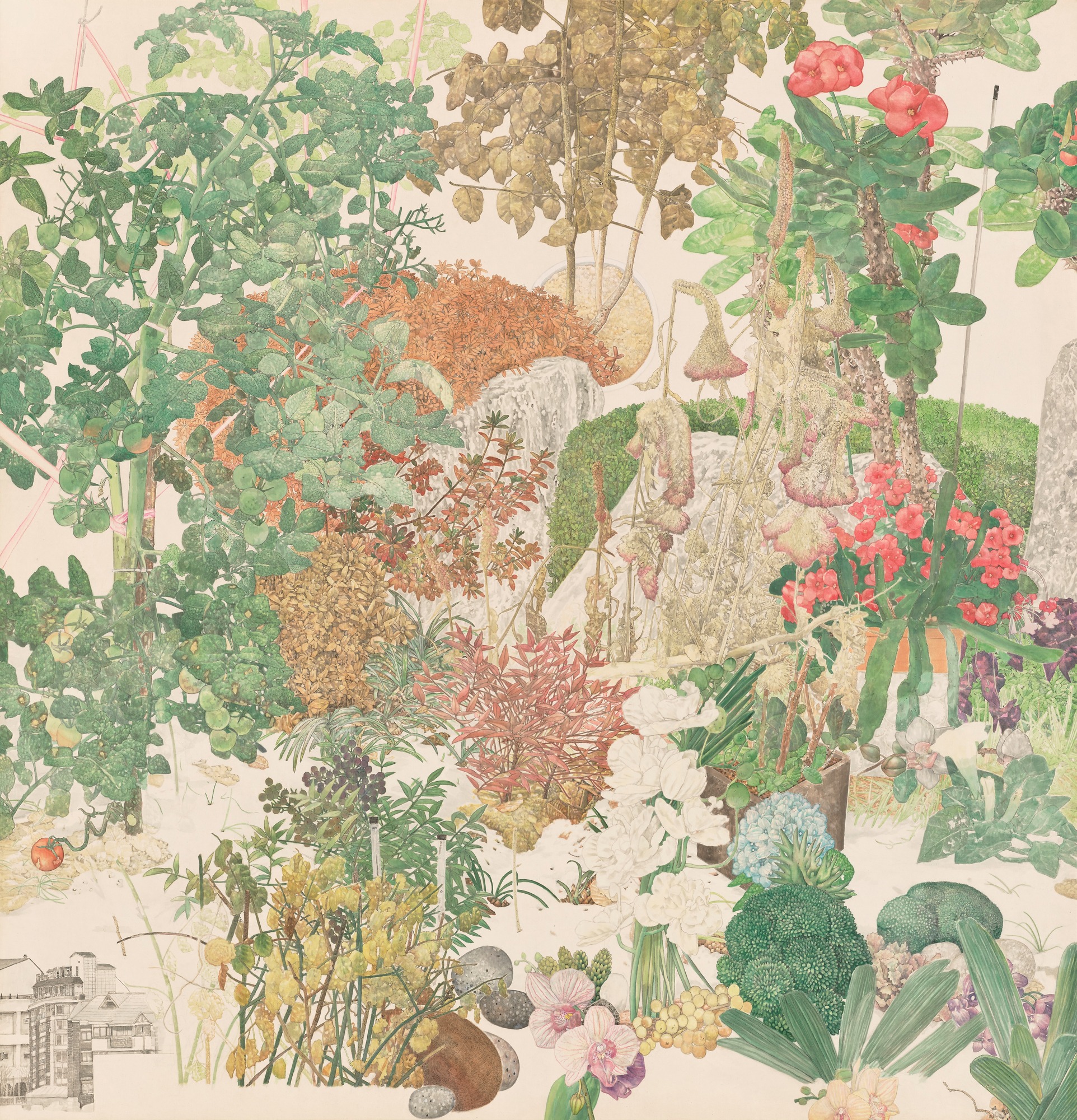 Stroll & see191130 · 비단에 수묵채색 · 166.5×160cm · 2022 · Stroll & see191130 · 진민욱 · Jin Minwook · (이미지 제공 = 한원미술관) · (Source = Hanwon Museum of  Art)