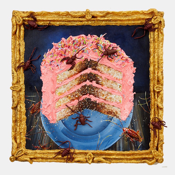 Drug (im like a drug for you) · Acrylic, polymer clay, glitter, and paper mache on canvas · 34.3 x 35.6cm · 2022 · Drug (im like a drug for you) · Acrylic, polymer clay, glitter, and paper mache on canvas · 니콜 다이어 · Nicole Dyer · (이미지 출처 = 가나아트 나인원) · (Source = Gana Art Nineone)