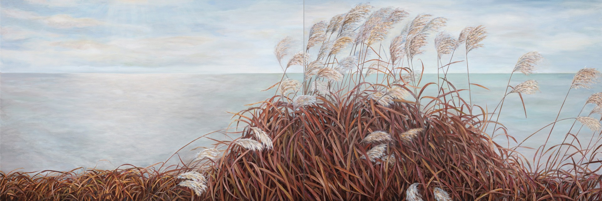 Afterglow2201 · Oil on Canvas · 130×388cm · 2022 · Afterglow2201 · Oil on Canvas · 신혜원 · Shin Hyewon · (이미지 출처 = 아트센터 화이트블럭) · (Source = Art Center White Block)