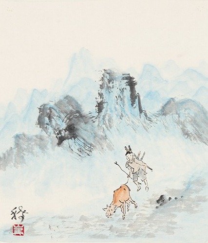 집으로 가는 길 · 종이에 수묵담채 · 우헌 최덕인 · (이미지 출처 = 의재미술관) · (Source = UIJAE MUSEUM OF KOREAN ART)