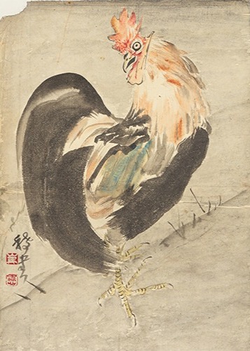 수탉 · 종이에 수묵담채 · 우헌 최덕인 · (이미지 출처 = 의재미술관) · (Source = UIJAE MUSEUM OF KOREAN ART)