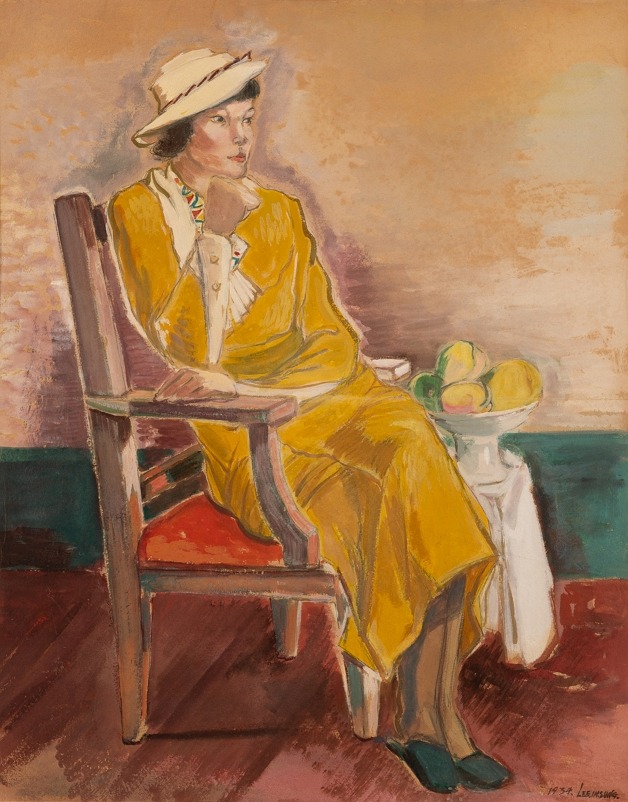 노란 옷을 입은 여인상 · 종이에 채색 · 73.5x58.5cm · 1934 · 이인성 · Lee Insung · (이미지출처 = 광주시립미술관) · (source = Gwangju Museum of Art)