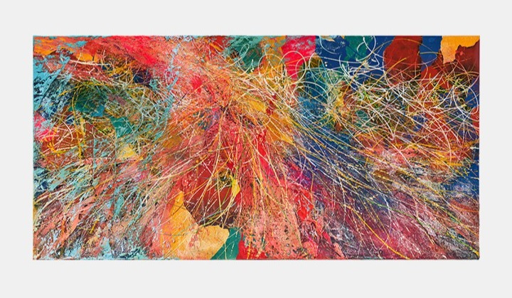 Synesthesia · Acrylic, oil paint and collage on canvas · 182.9 x 365.1 x 7.6 cm · 2022 · Synesthesia · Acrylic, oil paint and collage on canvas · 호세 팔라 · José Parlá · (이미지 출처 = 가나아트) · (Source = Gana Art)