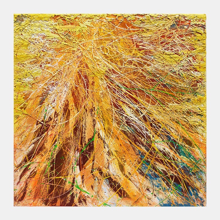 What Do We See When We Close Our Eyes · Acrylic and oil paint on canvas · 182.9 x 182.9 x 5.7 cm · 2022 · What Do We See When We Close Our Eyes · Acrylic and oil paint on canvas · 호세 팔라 · José Parlá · (이미지 출처 = 가나아트) · (Source = Gana Art)