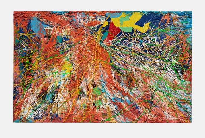 Spirited Grounds · Acrylic, oil paint and collage on canvas · 152.4 x 243.8 x 7.6 cm · 2022 · Spirited Grounds · Acrylic, oil paint and collage on canvas · 호세 팔라 · José Parlá · (이미지 출처 = 가나아트) · (Source = Gana Art)