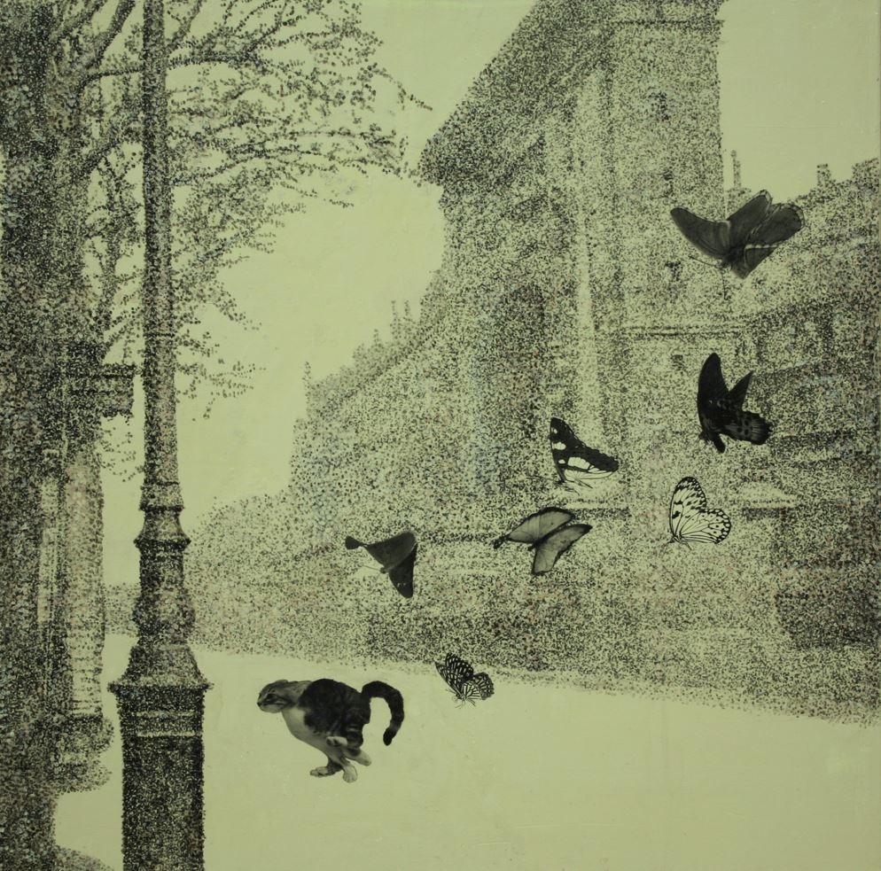 생드니 대로 · 캔버스에 혼합재료 · 80 x 80cm · 2022 · Boulevard Saint-Denis · 이은주 · Lee Eun Joo · (이미지 출처 = 갤러리 마노) · (Source = Gallery Mano)