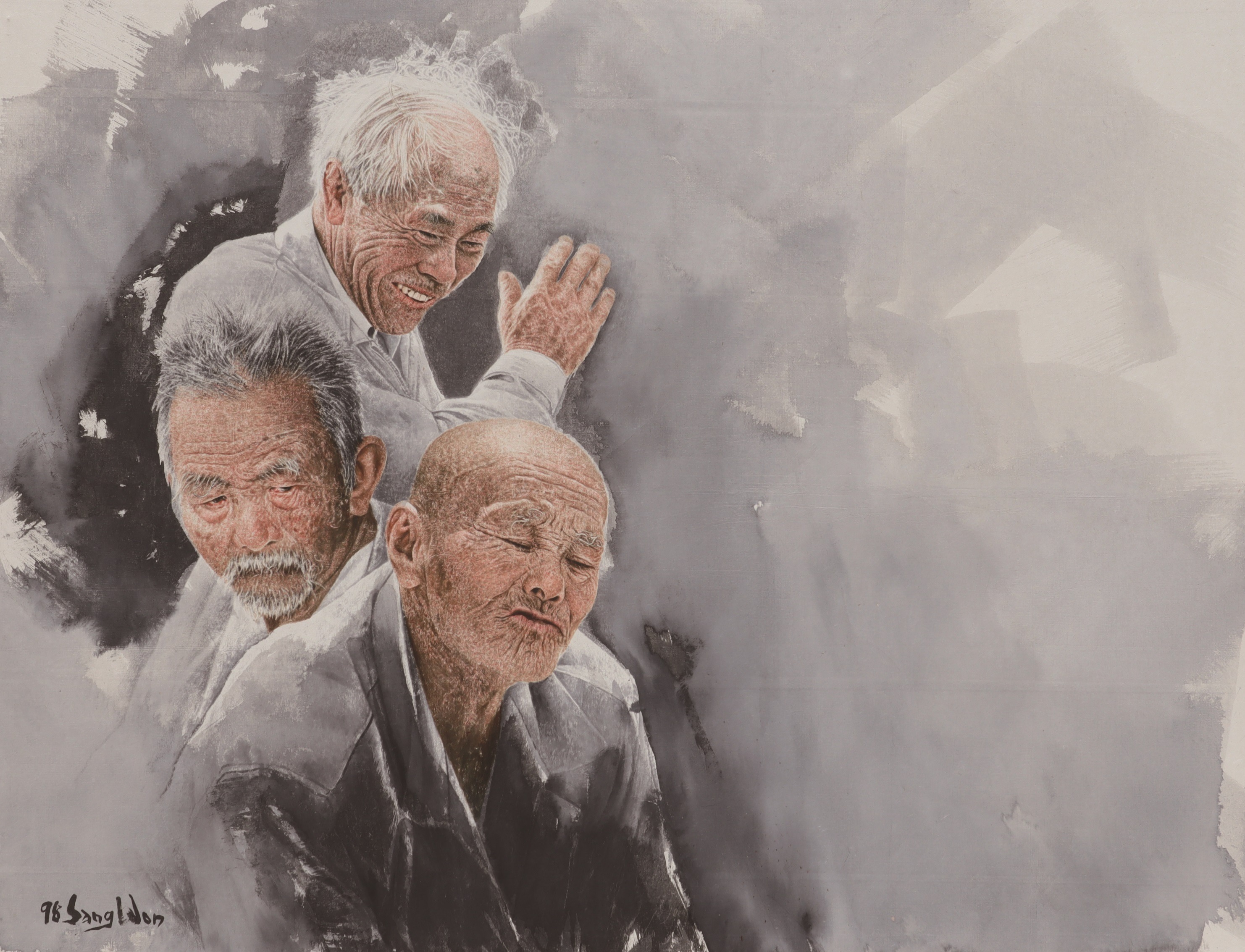 동해인 · 한지에 먹과 유화물감 · 1998 · The East sea People · oil and color on paper · 이상원 · Lee Sangwon · (이미지 제공 = 이상원미술관) · (Source = Lee Sangwon museum)