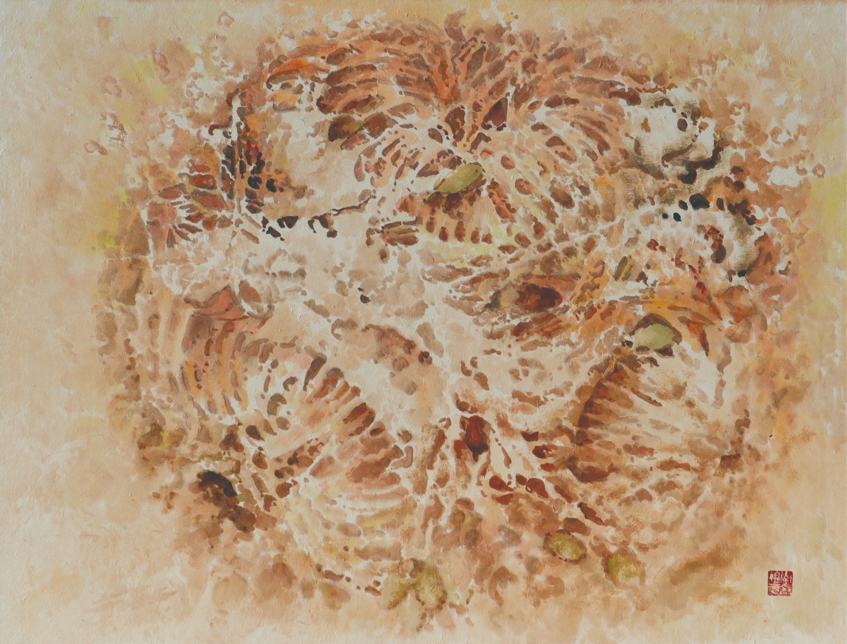 호박 · 한지 위에  먹과 유화물감 · 82x63cm · 2016 · pumpkin · ink and oil color on paper · 이상원 · Lee Sangwon · (이미지 제공 = 이상원미술관) · (Source = Lee Sangwon museum)