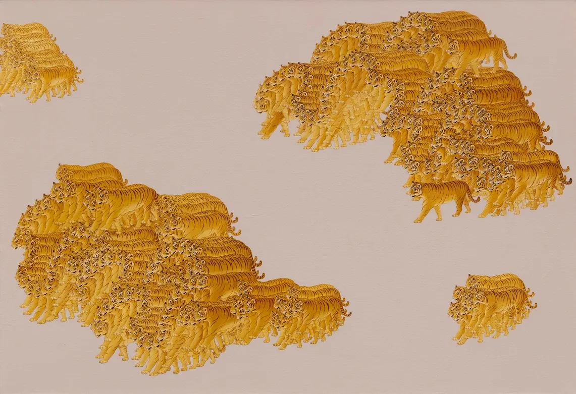 범, 오르다 · acrylic on canvas · 89x130cm · 2022 · acrylic on canvas · (이미지 출처 = 충무로 갤러리) · (Source = chungmuro gallery)