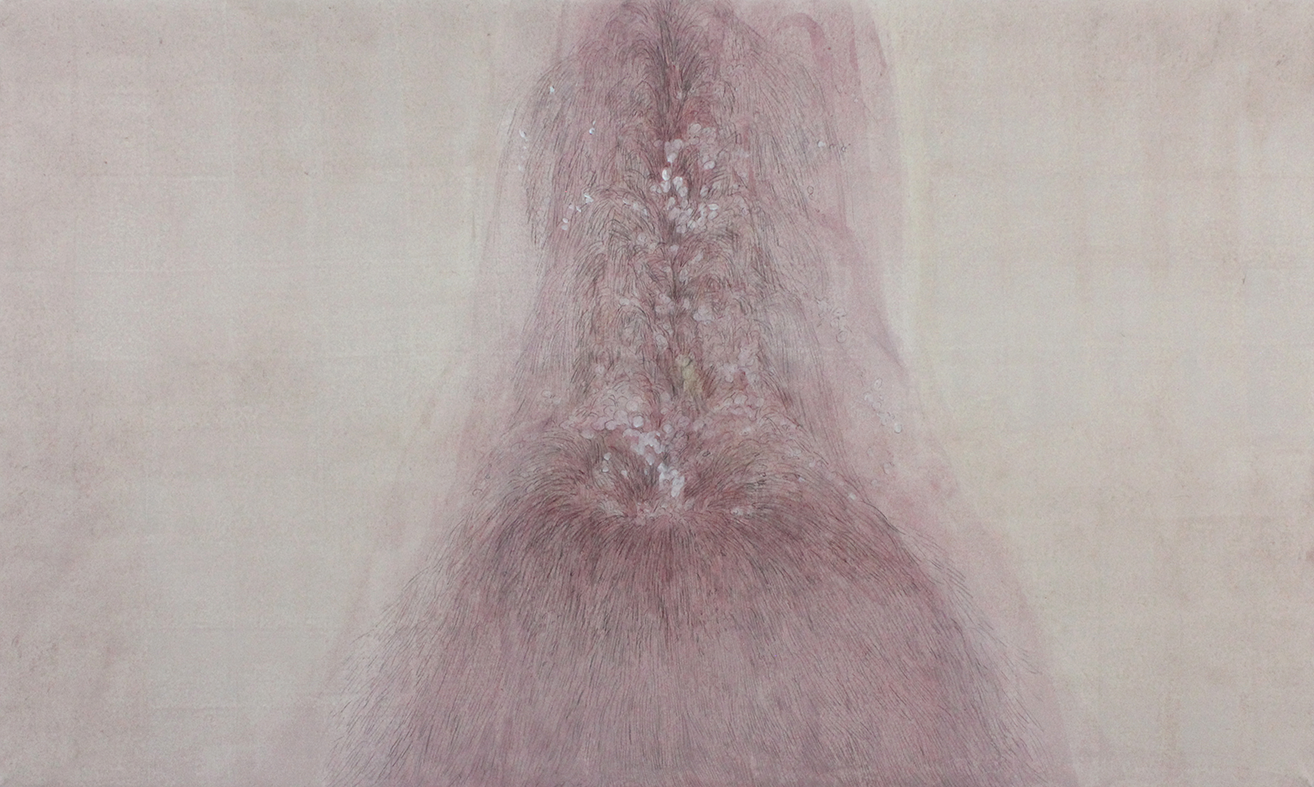 꽃분수 · 장지에 채색 · 97x162cm · 2022 · 김지우 · Kim Jiwoo · (이미지 출처 = 아트랩 범어) · (Source = Artlab Beomeo)