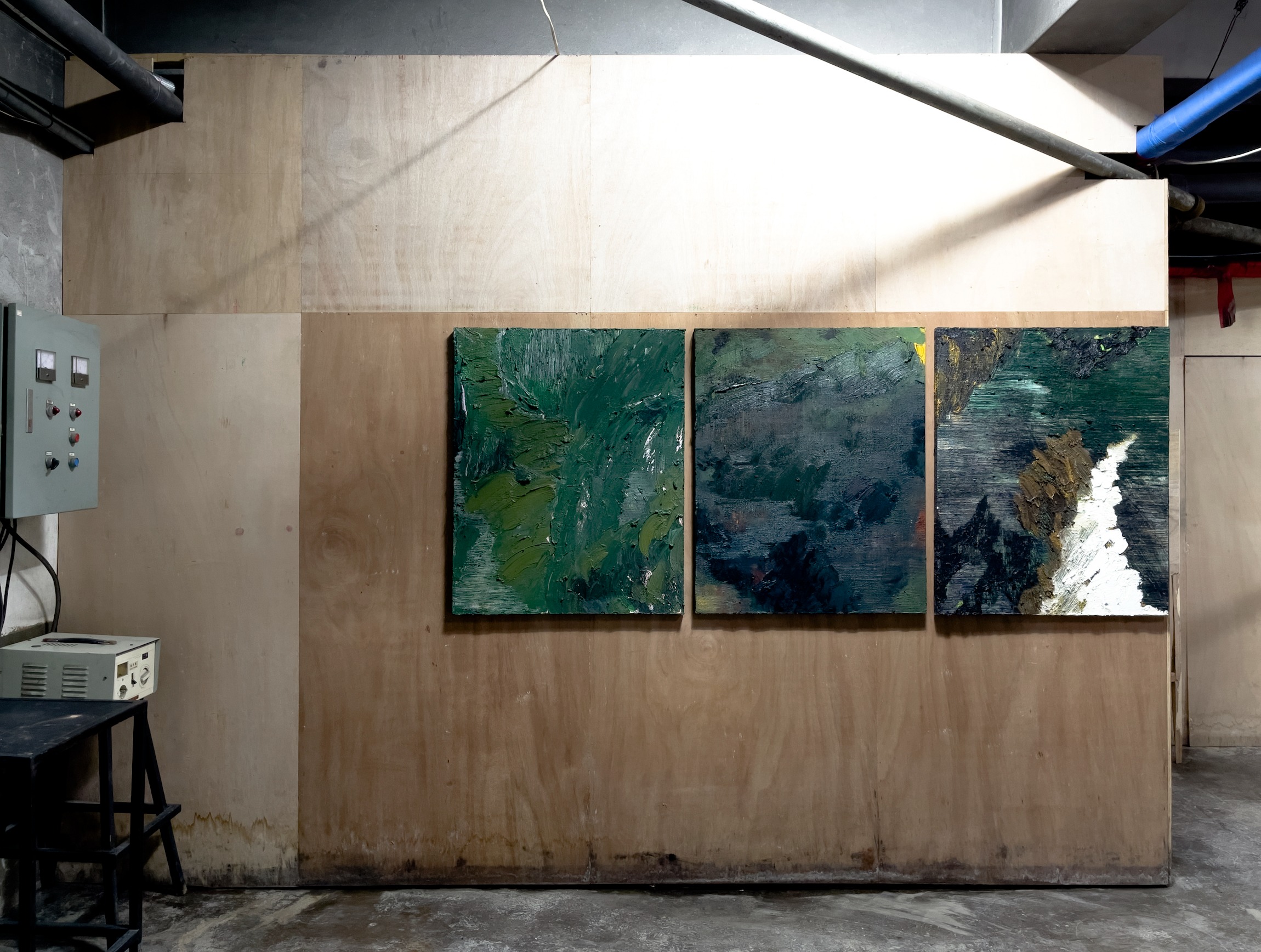 휩쓸린 순간에 대한 실험22-13,14,15 · 캔버스 위 유화 · 각90,9x72.7cm · 2022 · 백요섭 · Baek Yoseop · (제공 = 대전시립미술관) · (Source = Daejeon Museum of Art)