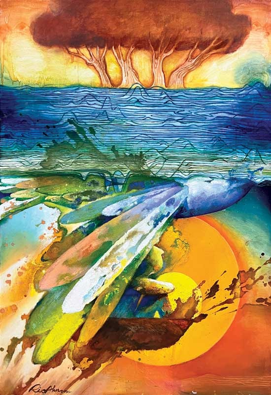 물결아래로 · Acrylic & Oil on Canvas · 89.4X130.3cm · 2022 · Acrylic & Oil on Canvas · 안리오 · Ahn Rio · (이미지 출처 = 갤러리도스) · (Source = Gallery Dos)