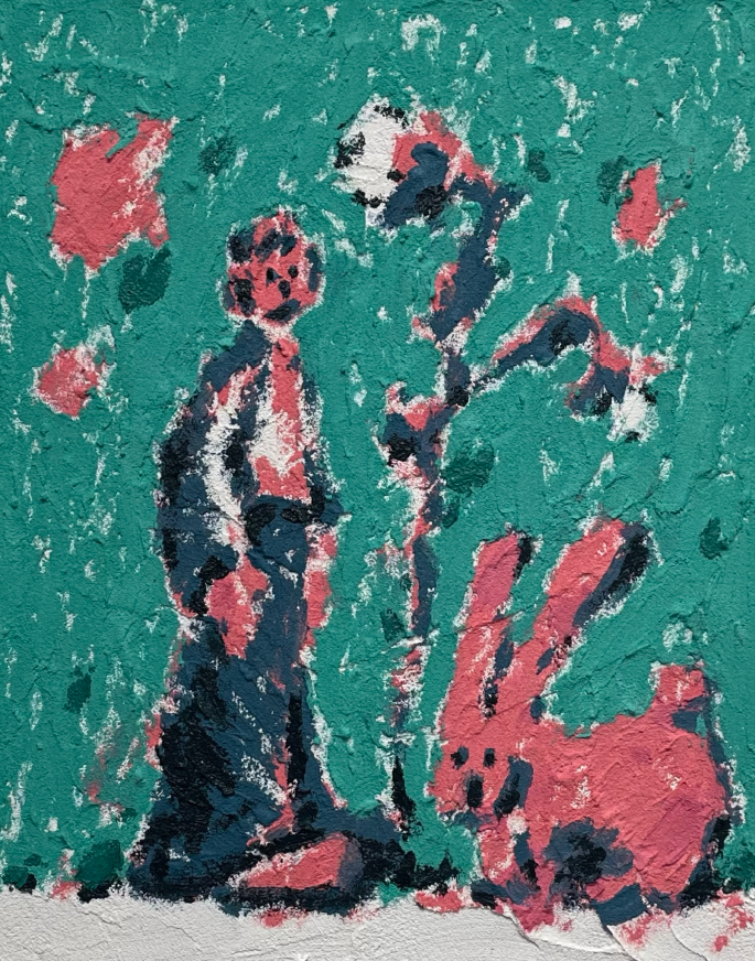 낙관하는 나날 · Mixed media on plywood · 40.5 x 50 cm · 2022 · Mixed media on plywood · 오혁진 · Oh Hyukjin · (이미지 출처 = 클램프 갤러리) · (Source = klampgallery)
