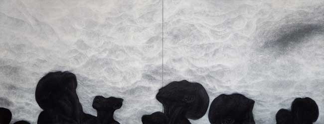 부드럽게 숨막히는3 · 장지에 혼합매체 · 112X291cm · 2019·2023  ​ · 장주연 · Jang Juyeon · (이미지 출처 = 갤러리도스) · (Source = Gallery Dos)