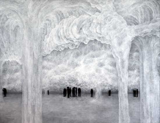 부드럽고 무정한 풍경 · 장지에 혼합매체 · 112X145.5cm · 2022 · 장주연 · Jang Juyeon · (이미지 출처 = 갤러리도스) · (Source = Gallery Dos)