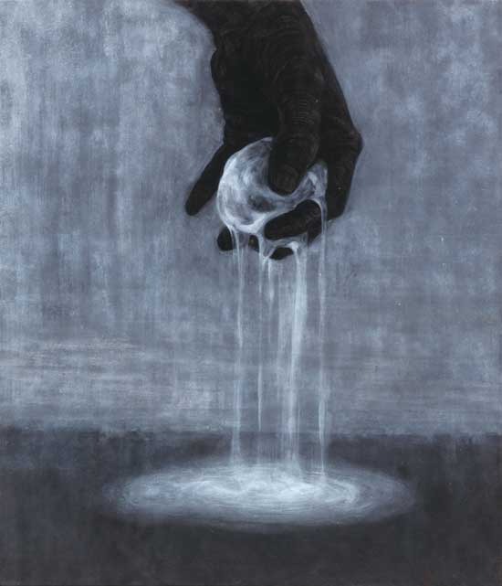 잡으려고 해도 미끄럽게 · 장지에 혼합매체 · 53X45cm · 2018 · 장주연 · Jang Juyeon · (이미지 출처 = 갤러리도스) · (Source = Gallery Dos)