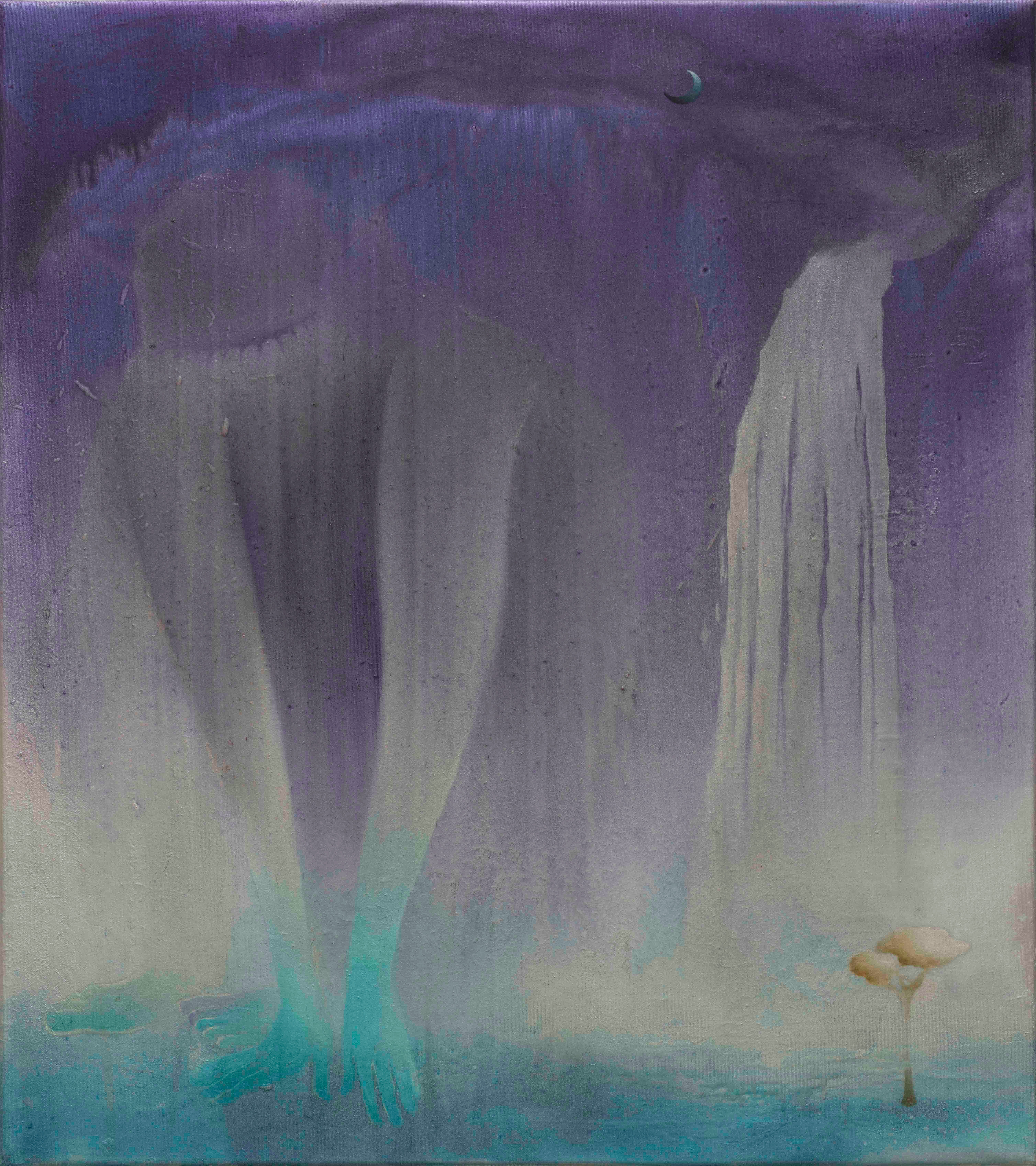 밤의 폭포 · mixed media on canvas · 90 x 80 cm · 2022 · 박성소영 · PARK Soyoung · (이미지 출처 = p21) · (Source = p21)