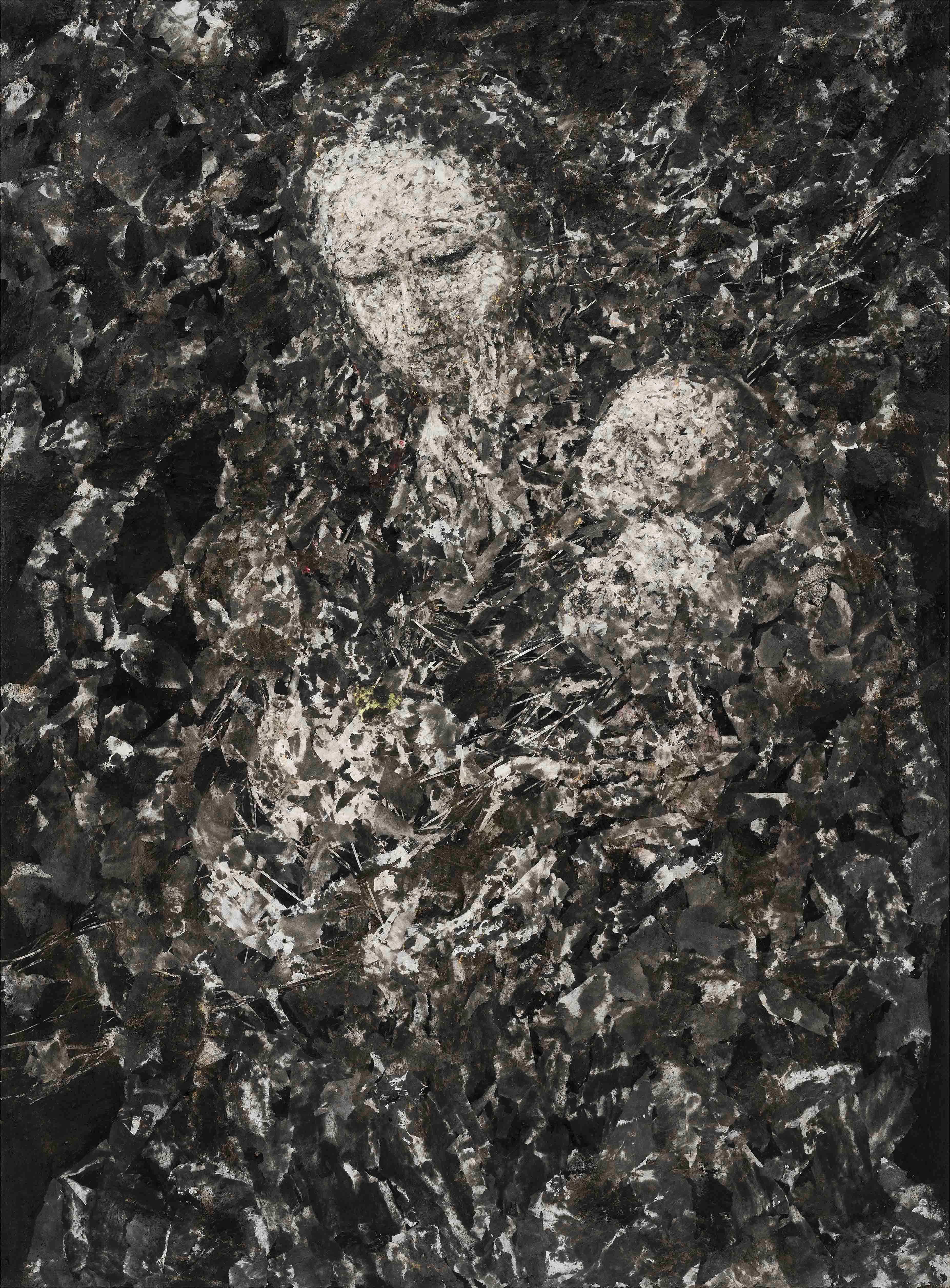 마더 · 캔버스에 한지콜라주, 먹, 안료, 재 · 130 x 97cm · 2020-21 · 김명진 · Kim Myungjin · (이미지 제공 = 이상원미술관) · (Source = Lee Sangwon museum)