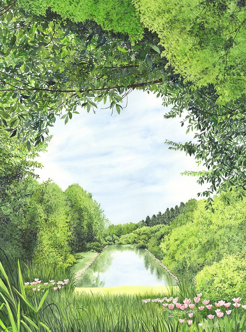 초록예찬 · 수채화 · 570x770 · 2022 · 김소라 · (이미지 출처 = 슈페리어 갤러리) · (Source = Superior Gallery)